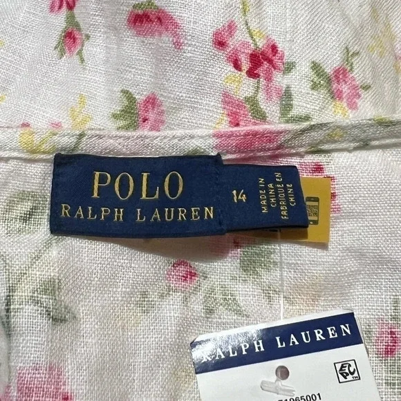 POLO Ralph Lauren Womens Linen Floral Sweet Pea Garden Party Midi Dress Size 14 - Picture 14 of 15
